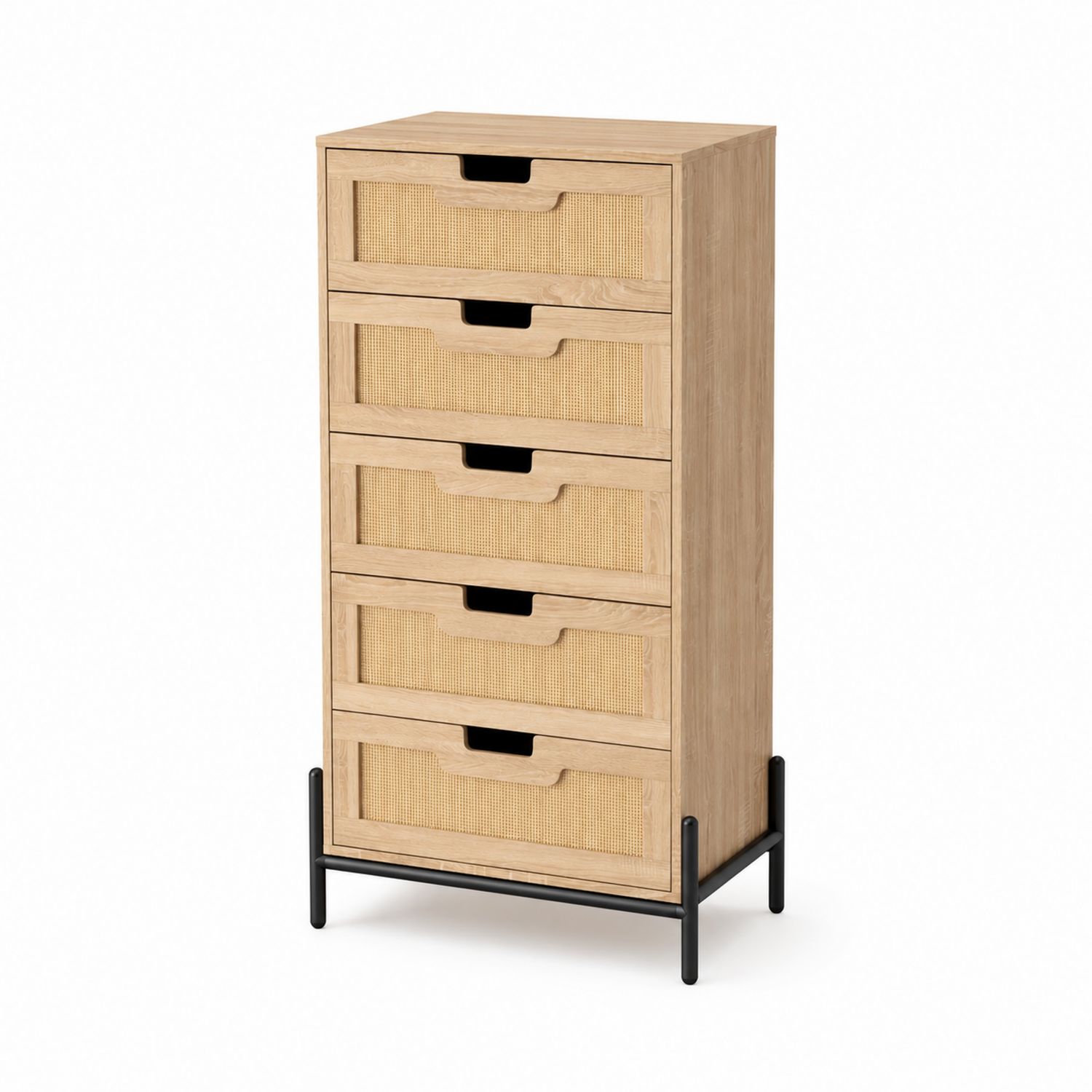 Cajonera de Madera y Ratán con Base Metálica-luntrivaria