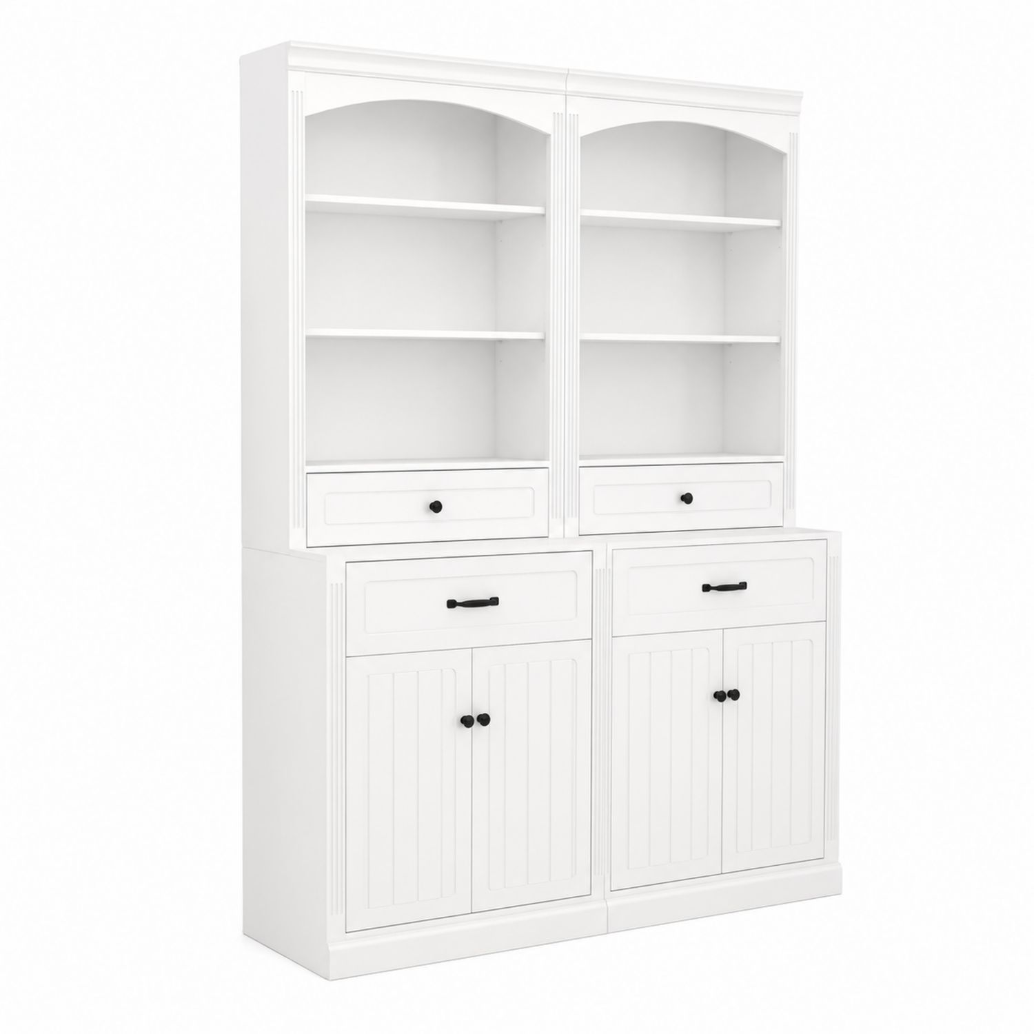 Librería de Madera MDF Blanca con Estantes y Armarios 200x160x40 cm-luntrivaria