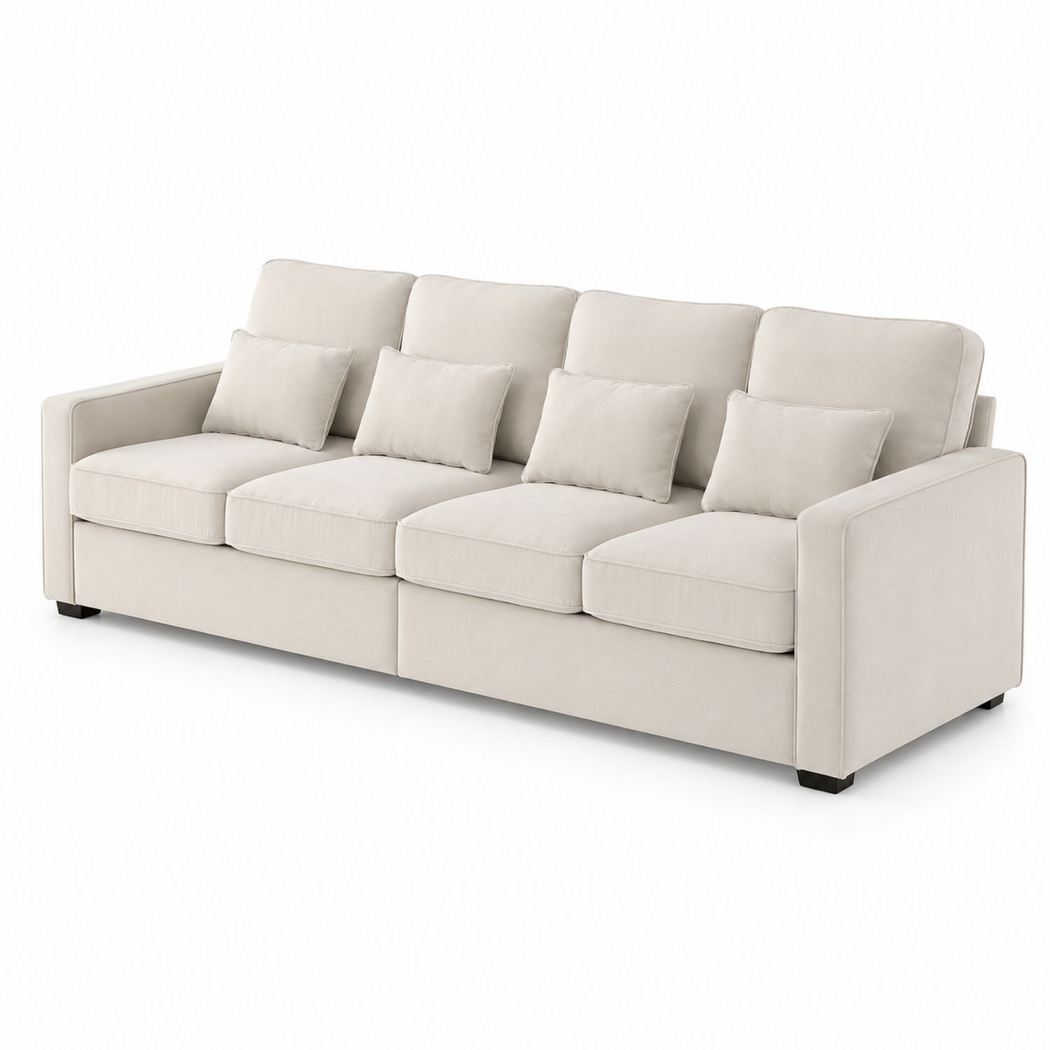 Sofá de Tres Plazas Tapizado Beige 220x90x85 cm-luntrivaria