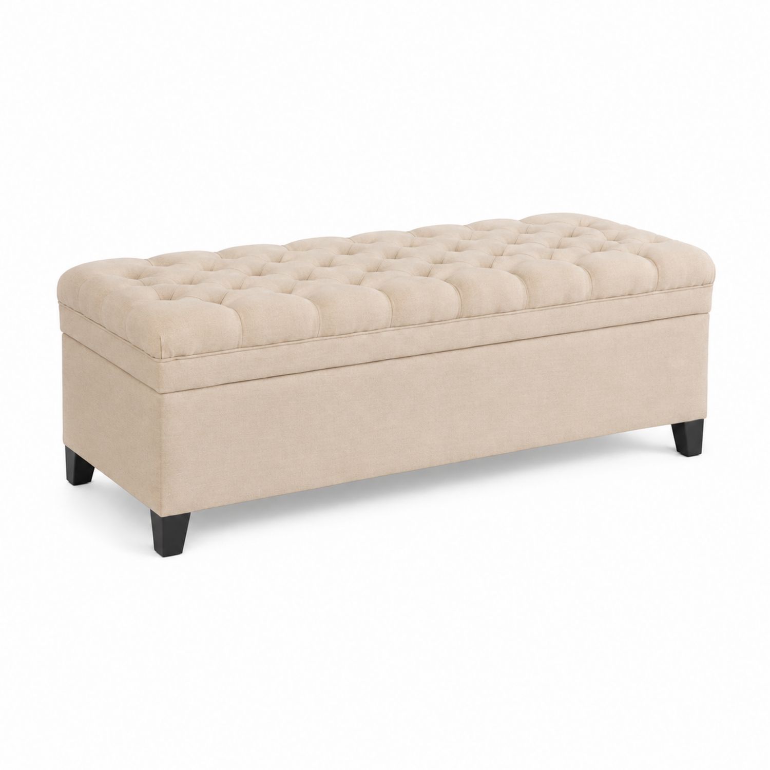 Banco de almacenamiento tapizado en tela beige-luntrivaria