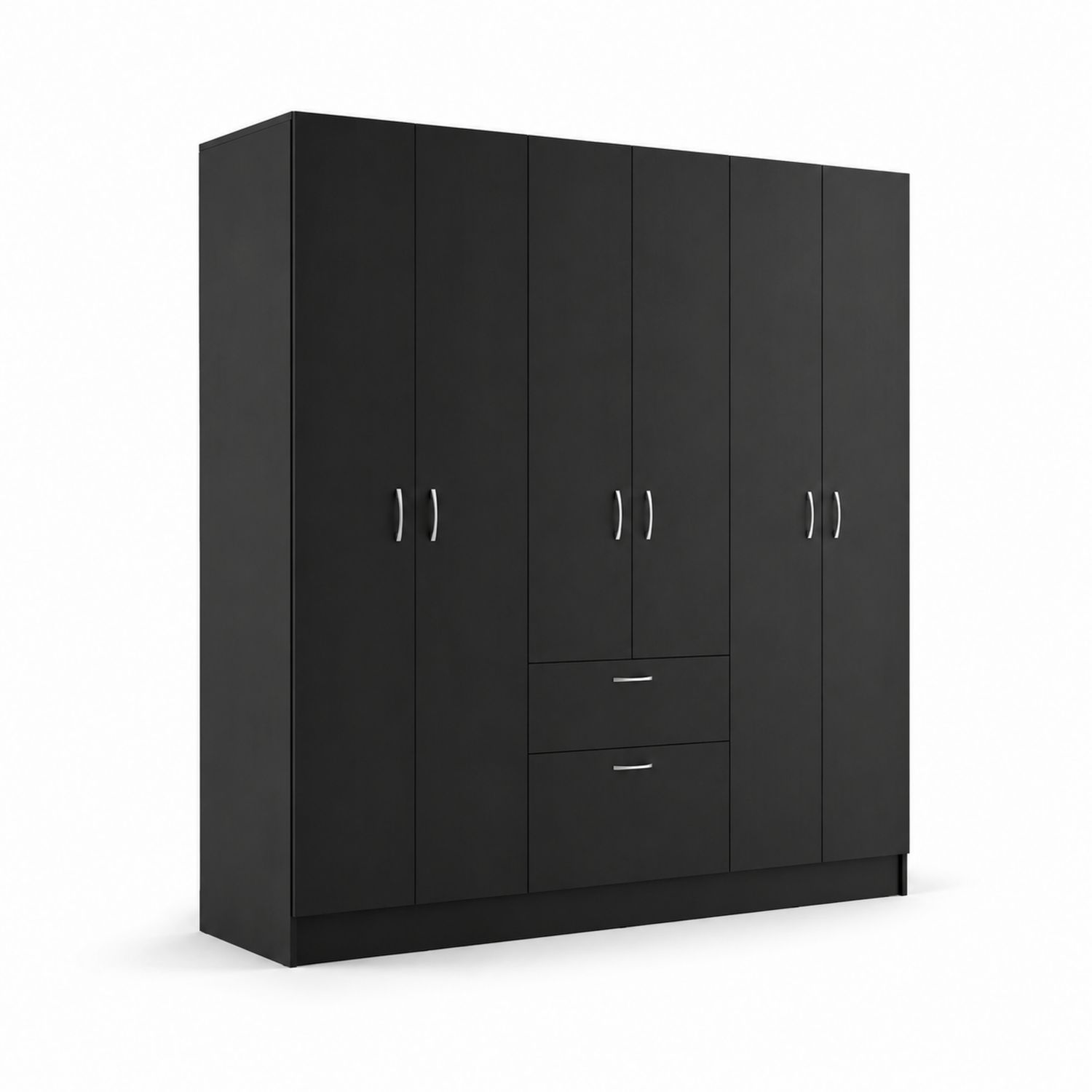 Armario de madera negro con 6 puertas y 2 cajones 240x60x220 cm-luntrivaria