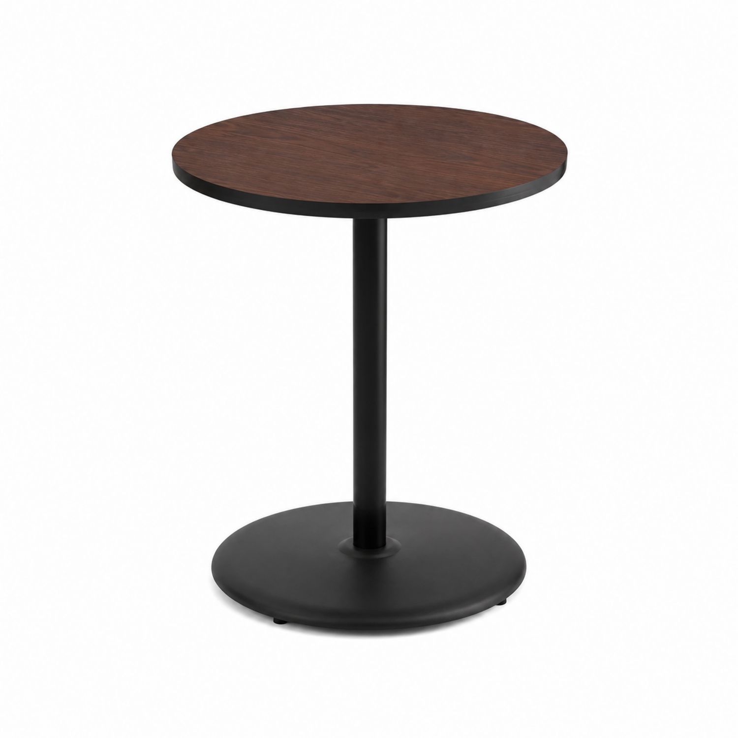 Mesa redonda de madera y metal con base negra-luntrivaria