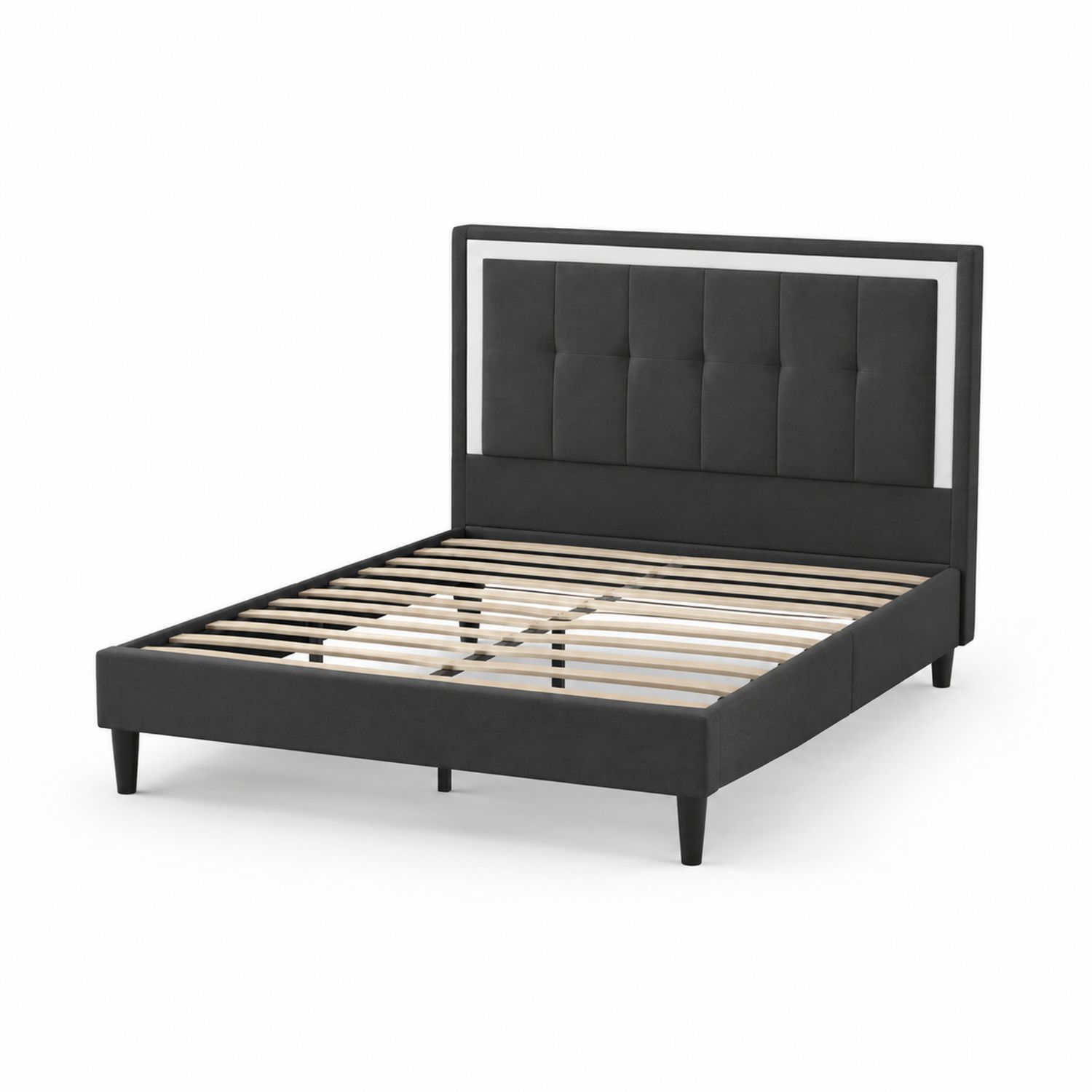 Cama doble tapizada en tela con cabecera, 200x150x100 cm-luntrivaria