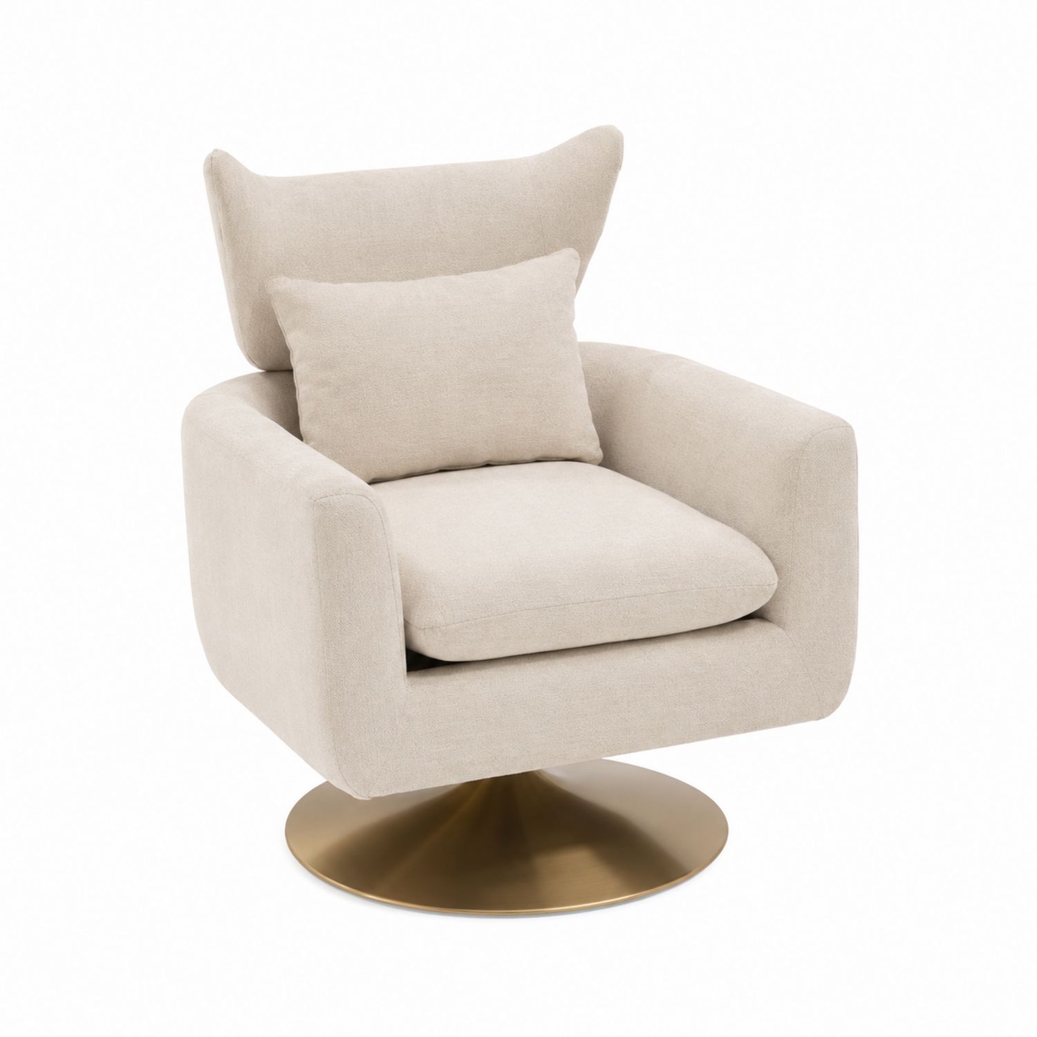 Silla giratoria de tela beige con base de metal-luntrivaria