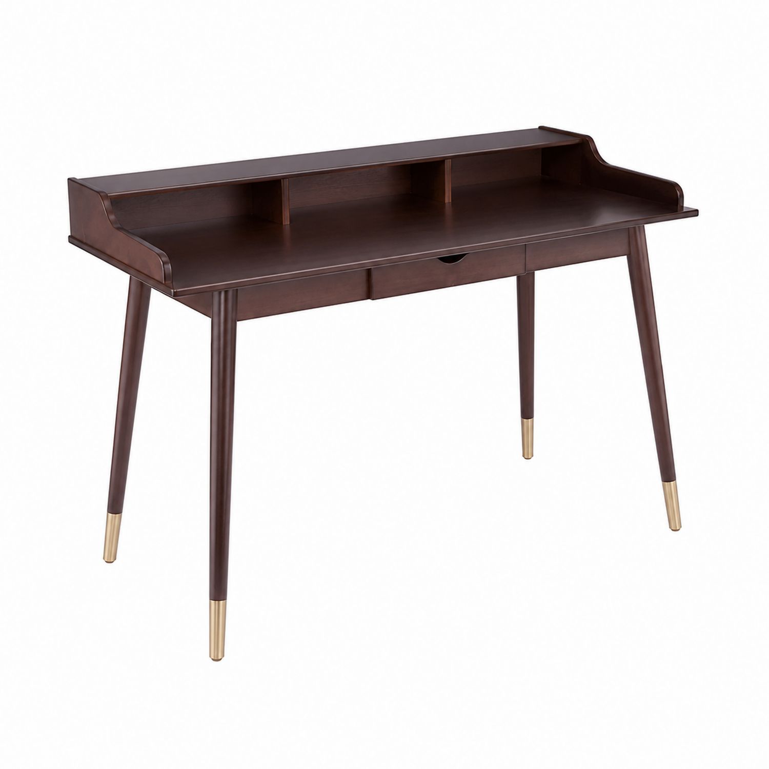 Escritorio de Madera de Haya con Cajón y Estante 120x60x90 cm Marrón Oscuro-luntrivaria