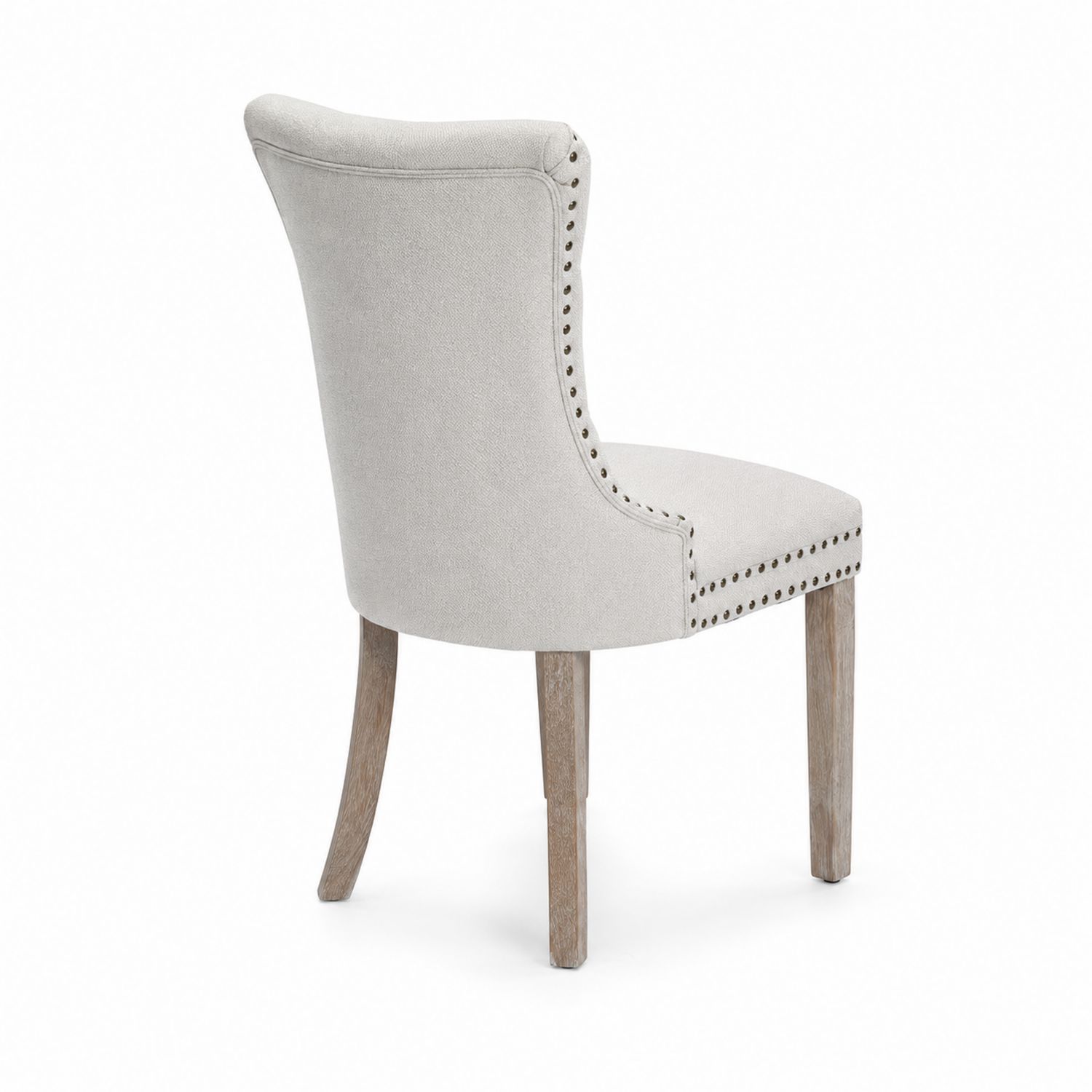 Silla de comedor poliéster beige con patas de madera-luntrivaria