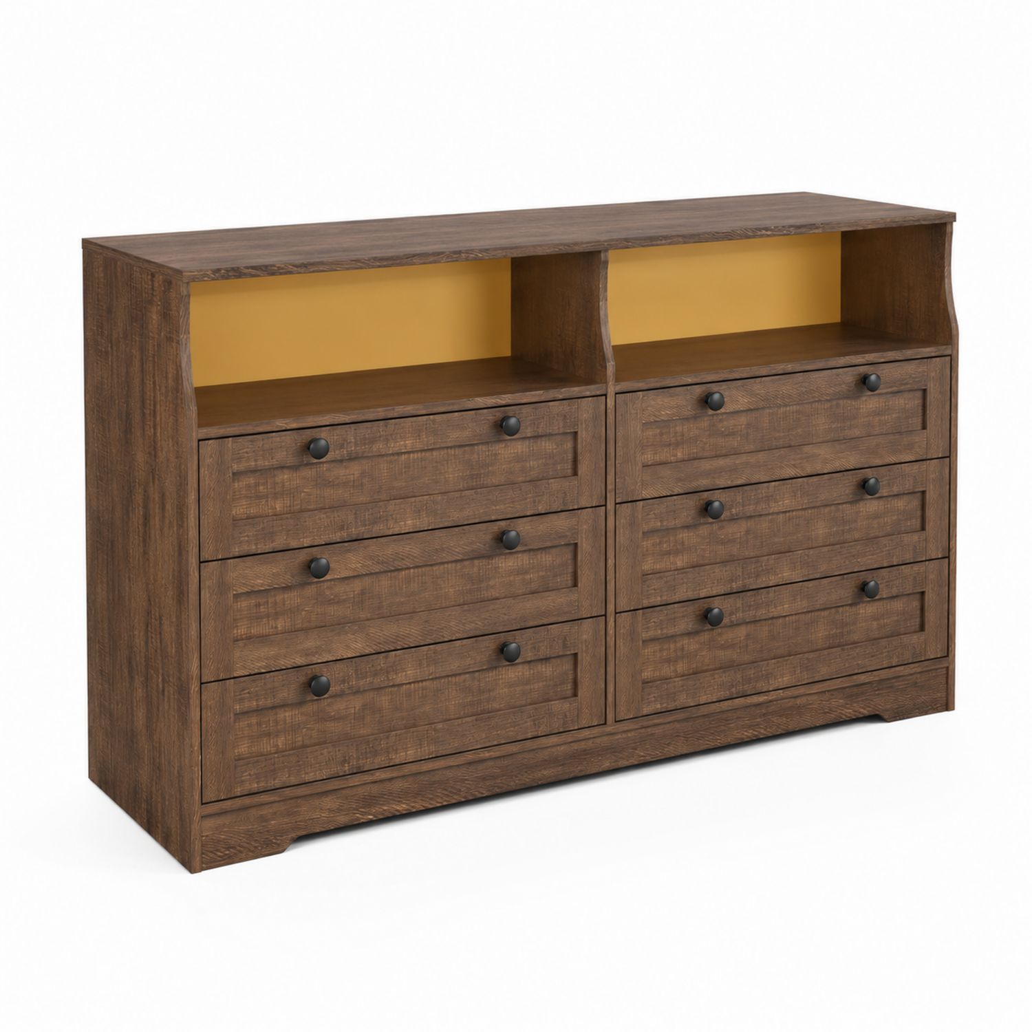Cómoda de Madera con 8 Cajones y Estante Abierto-luntrivaria