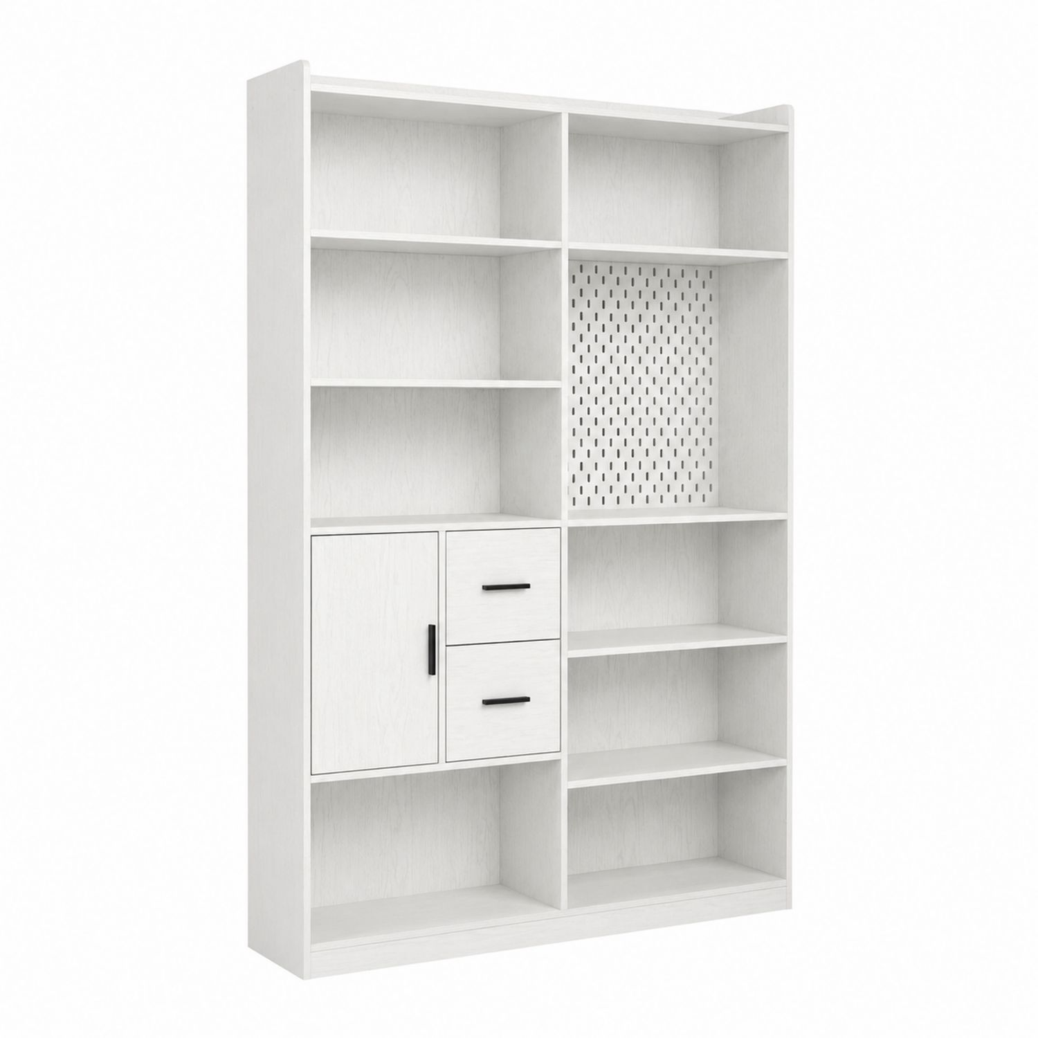 Estantería de madera blanca con puertas y cajones 180x120x30 cm-luntrivaria