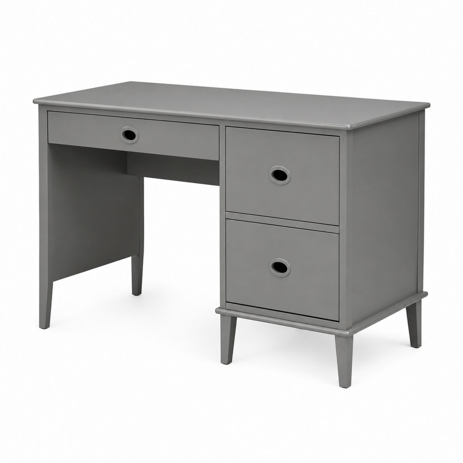 Escritorio de Madera Gris con Cajones 120x55x75cm-luntrivaria