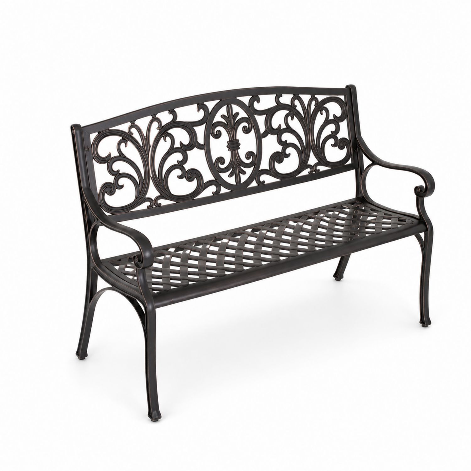 Banco de hierro fundido diseño ornamental 128x76x87 cm Negro-luntrivaria