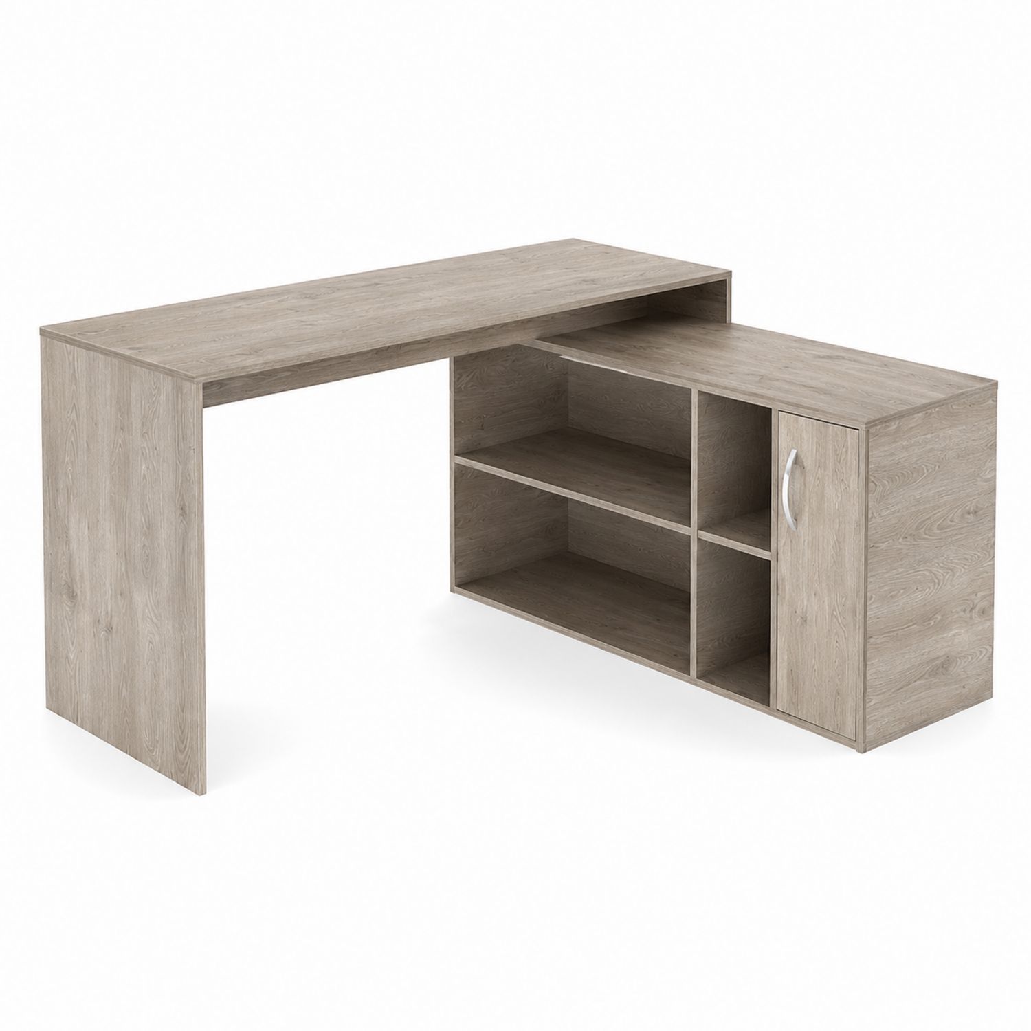Escritorio en forma de L con estanterías y puerta de melamina Roble-luntrivaria