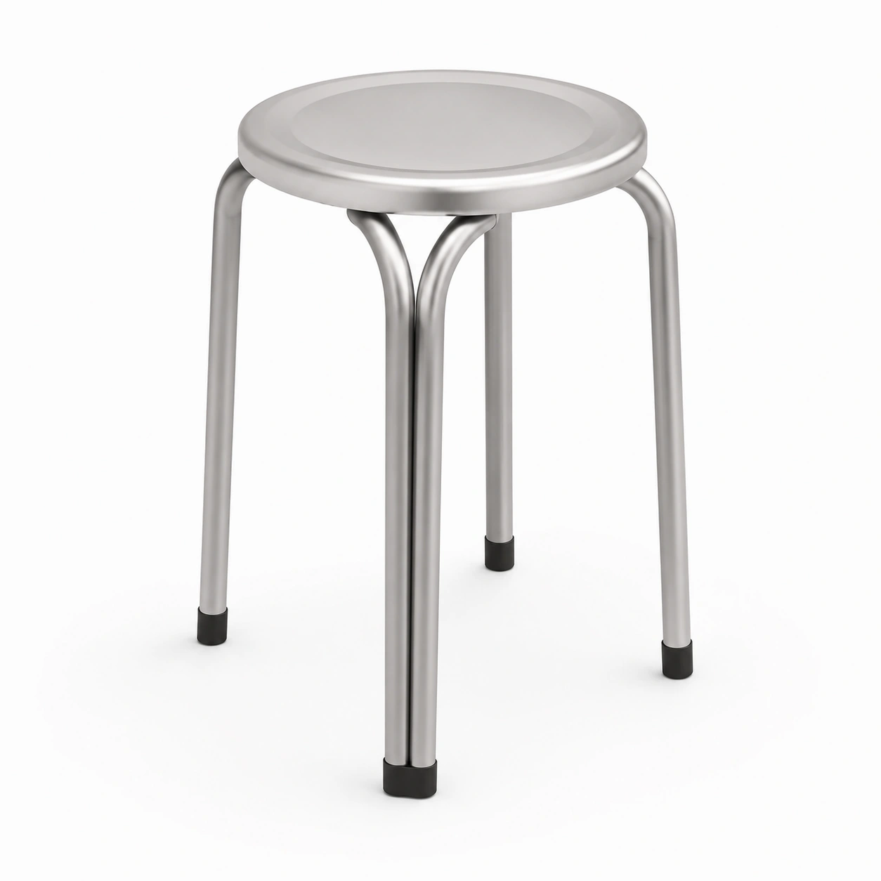 Taburete redondo metalico color plata-AlveronHome