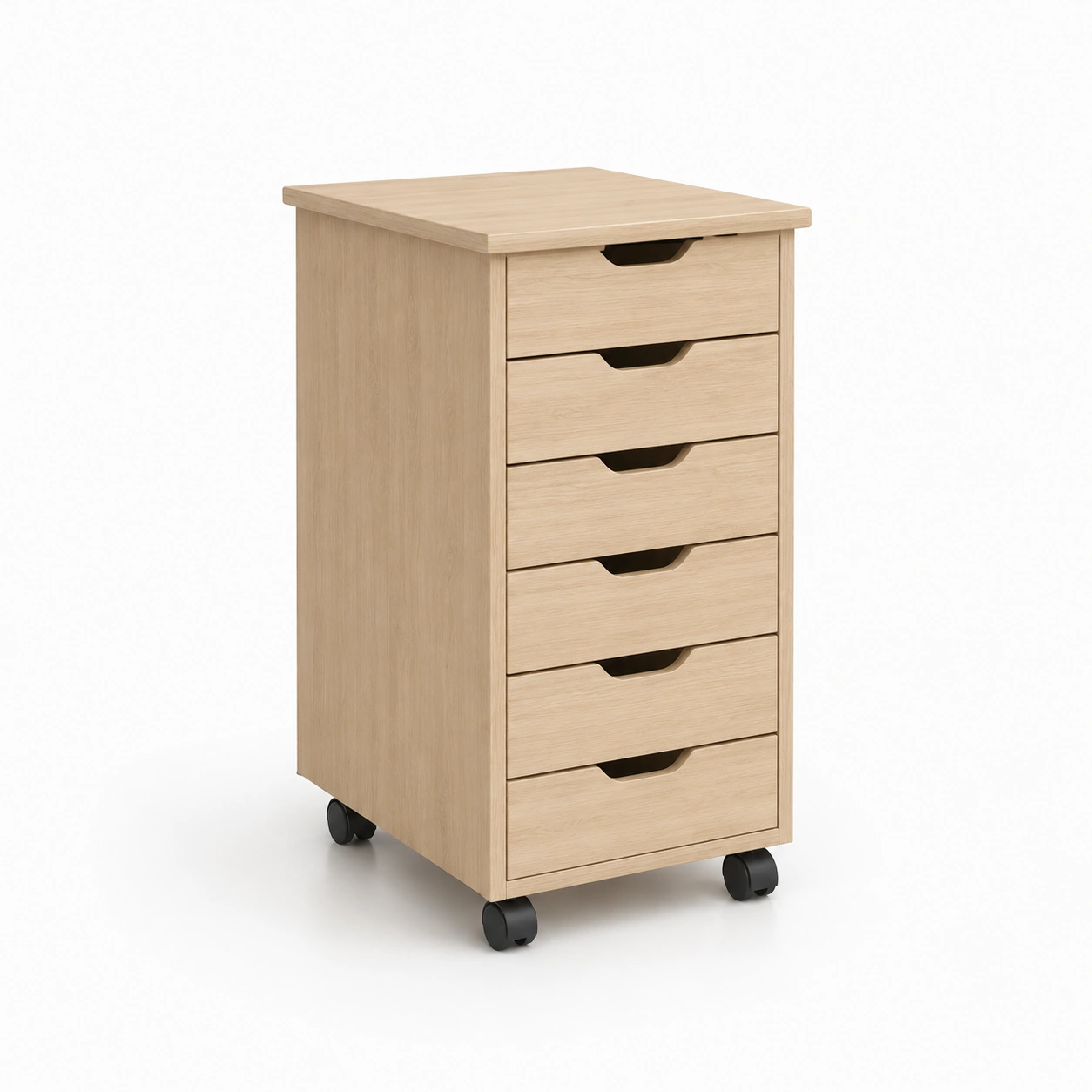 Cajonera movil de 6 cajones color madera clara-AlveronHome