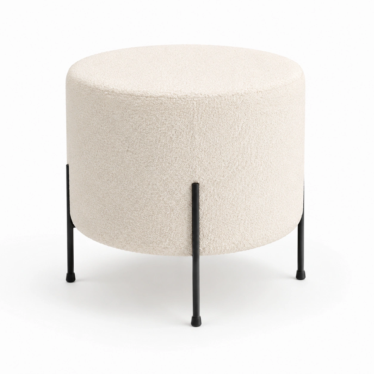 Taburete redondo tapizado con patas metalicas-AlveronHome