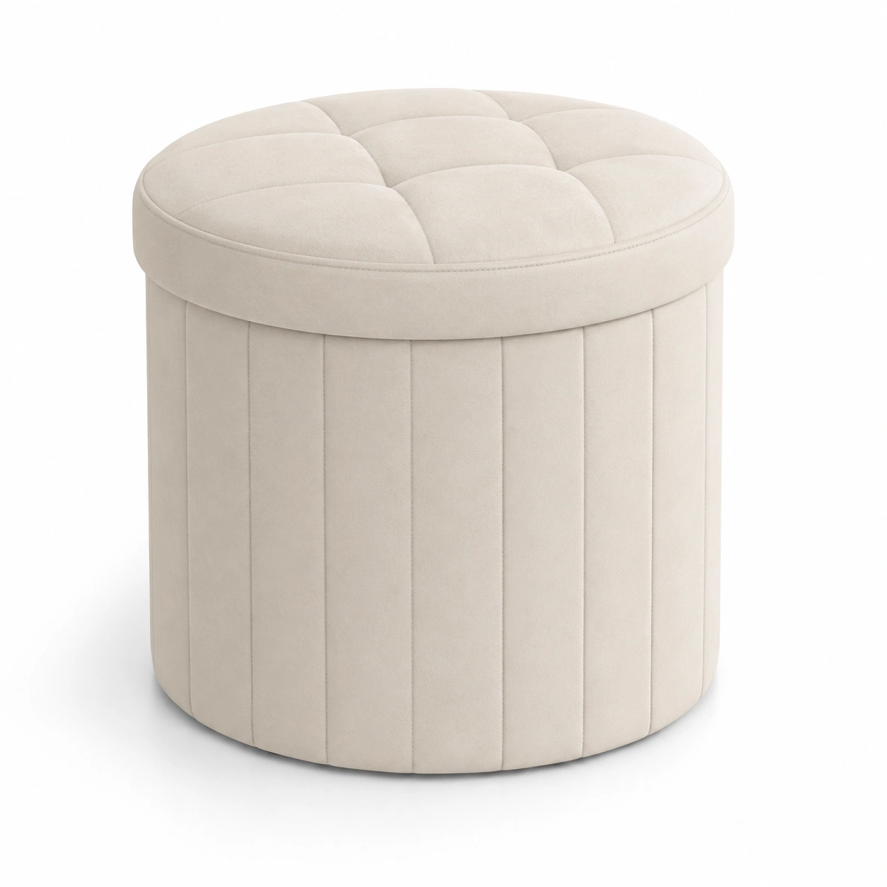 Ottoman redondo con almacenamiento-AlveronHome