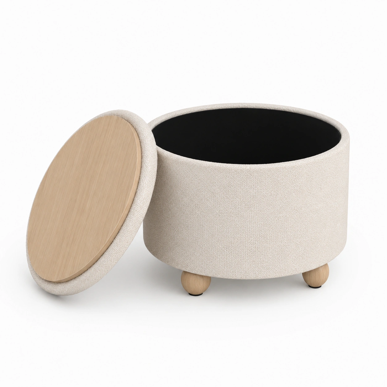 Ottoman de almacenamiento con tapa madera-AlveronHome