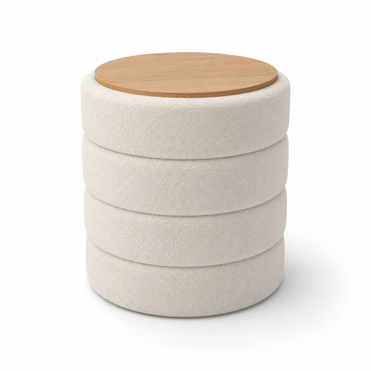 Otomano redondo con tapa de madera-AlveronHome