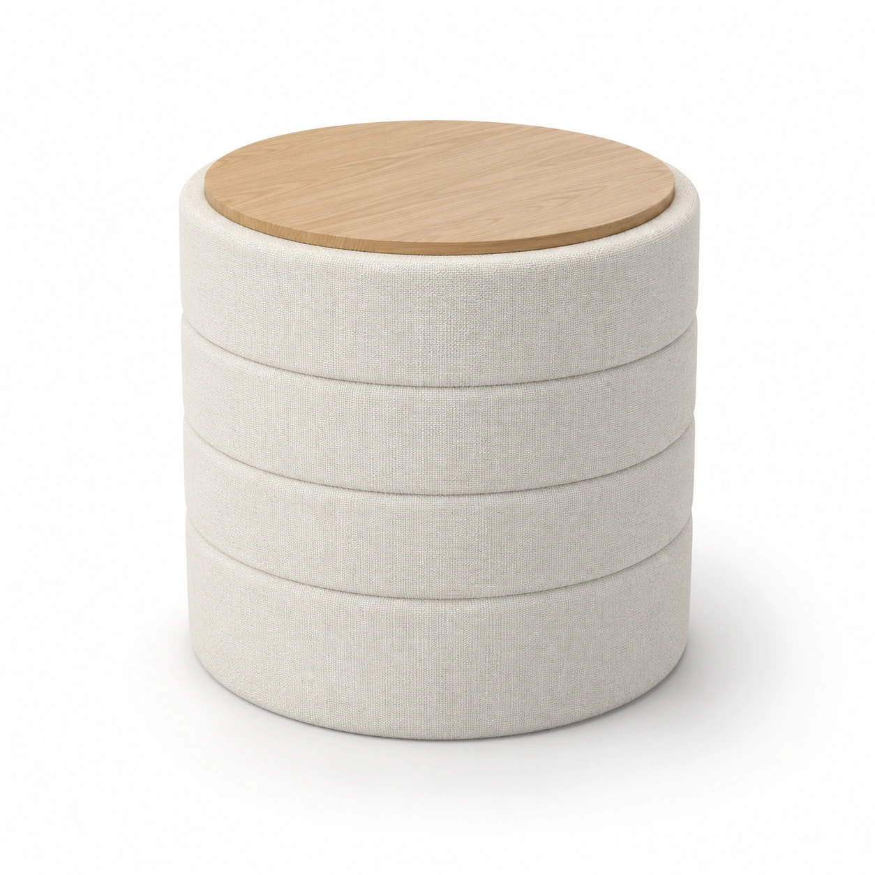 Otomana de almacenamiento redonda con tapa de madera-AlveronHome