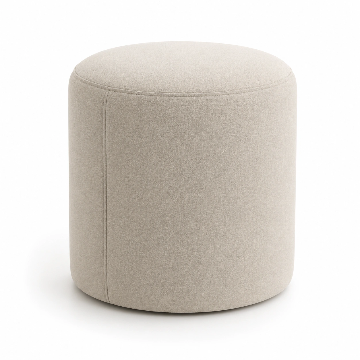Otomana redonda tapizada color crema-AlveronHome