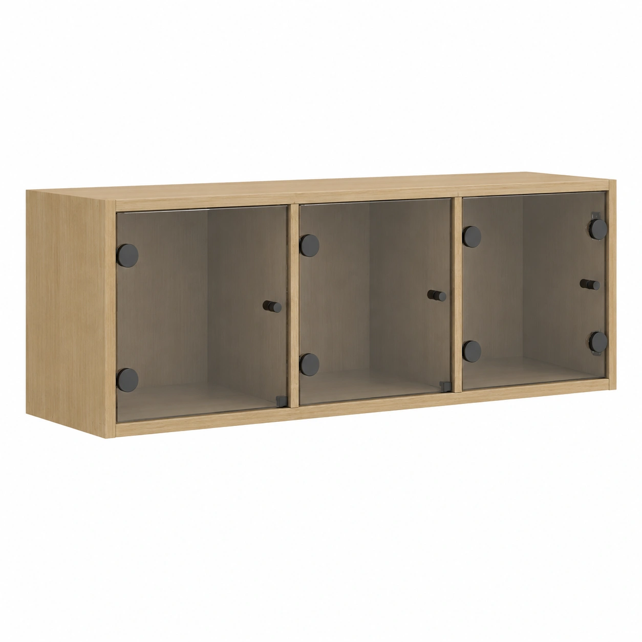 Vitrina horizontal de 3 compartimentos con puertas de vidrio-AlveronHome