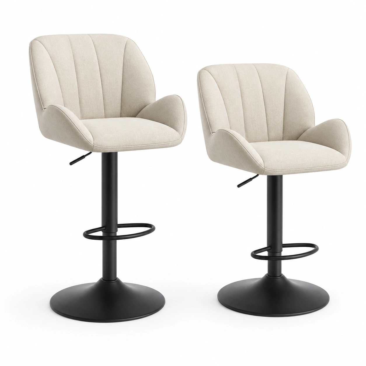 Juego de 2 taburetes de bar tapizados beige-AlveronHome