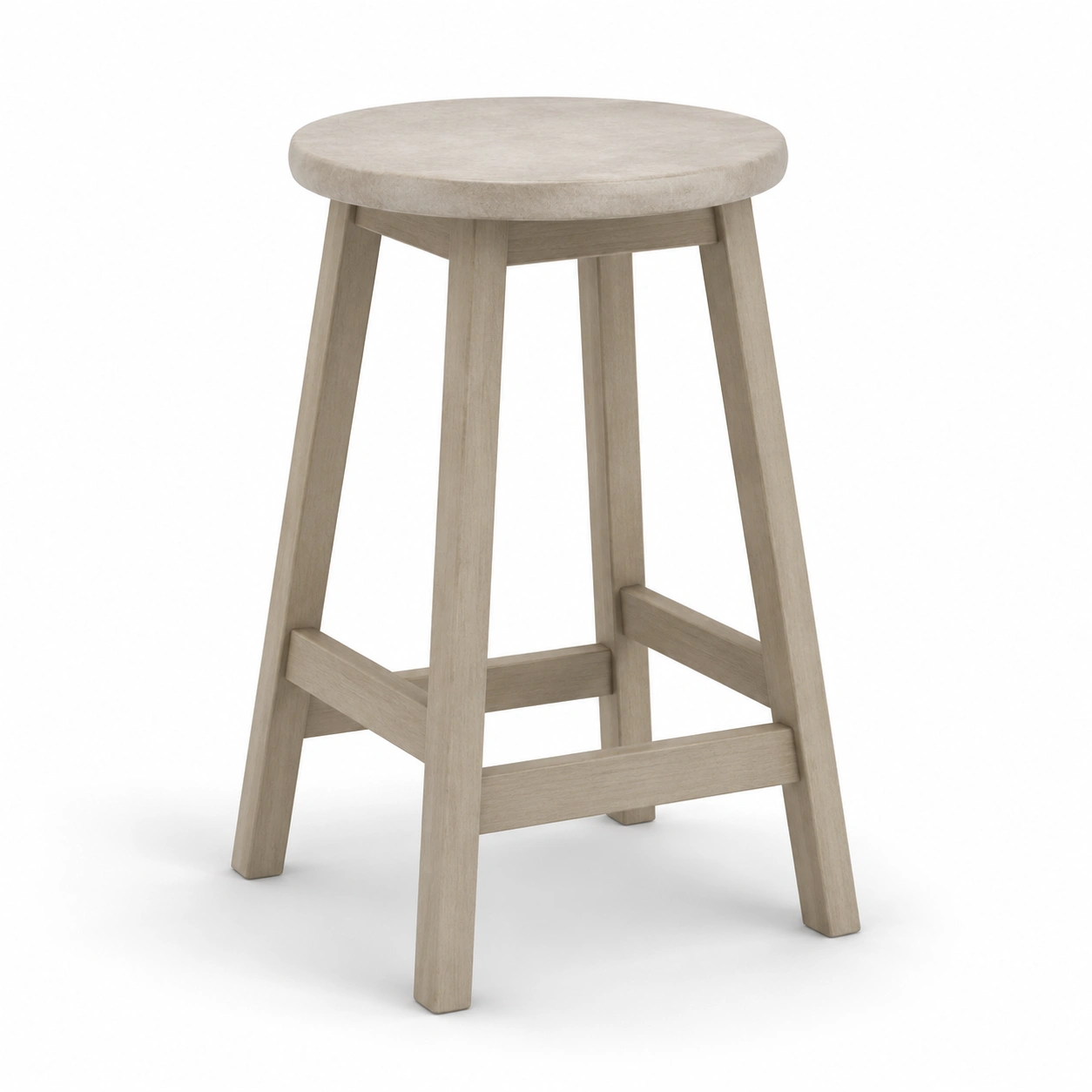 Taburete alto de madera color beige claro-AlveronHome