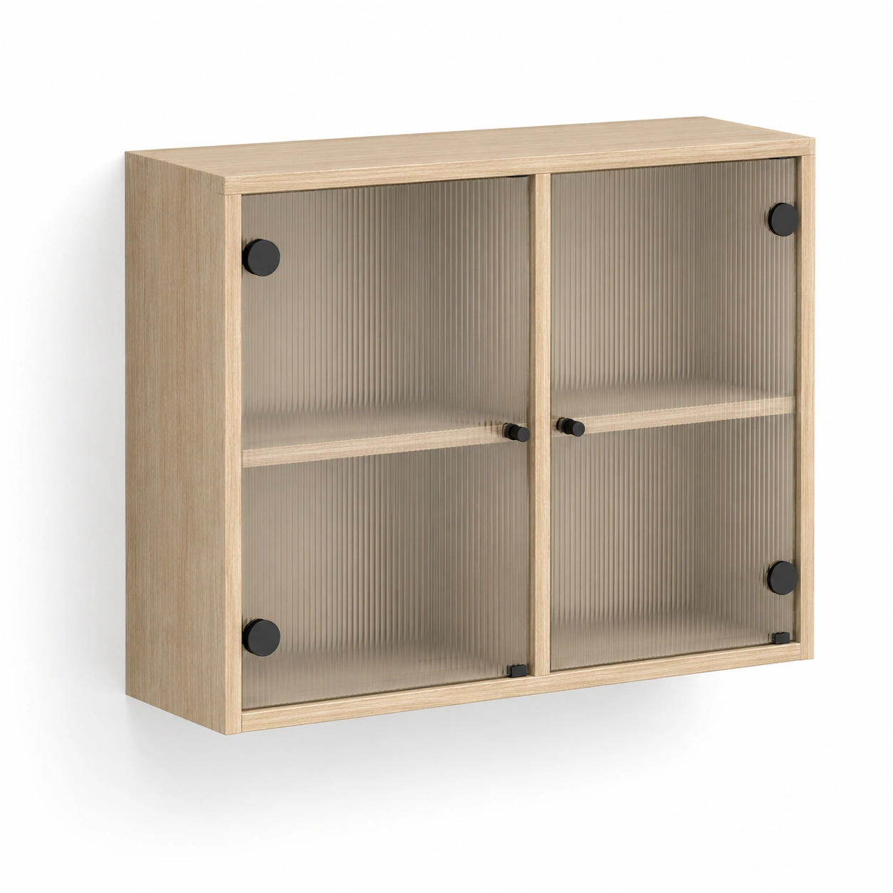 Vitrina Horizontal Efecto Madera con Vidrio Acanalado-AlveronHome