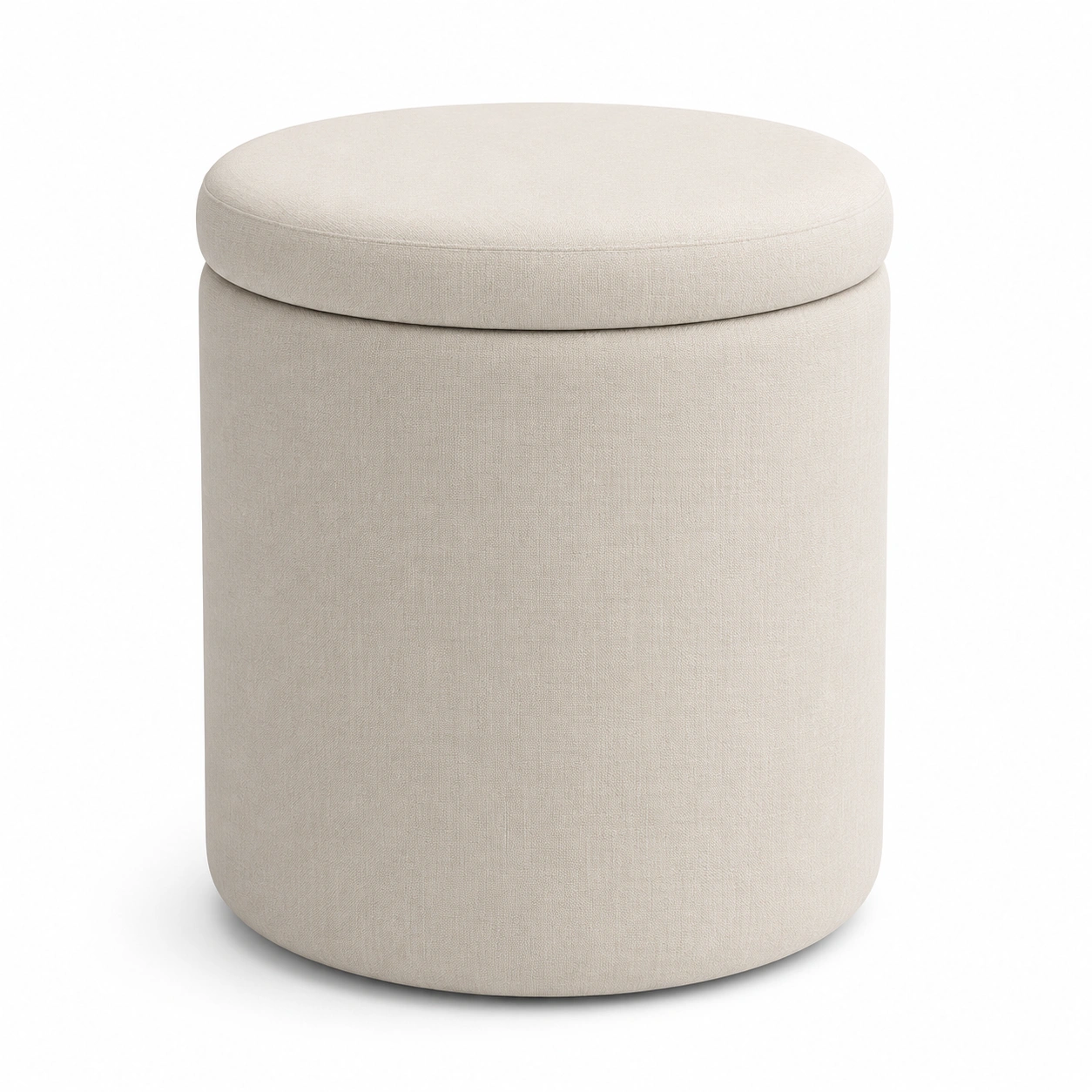 Ottoman de almacenamiento redondo beige-AlveronHome