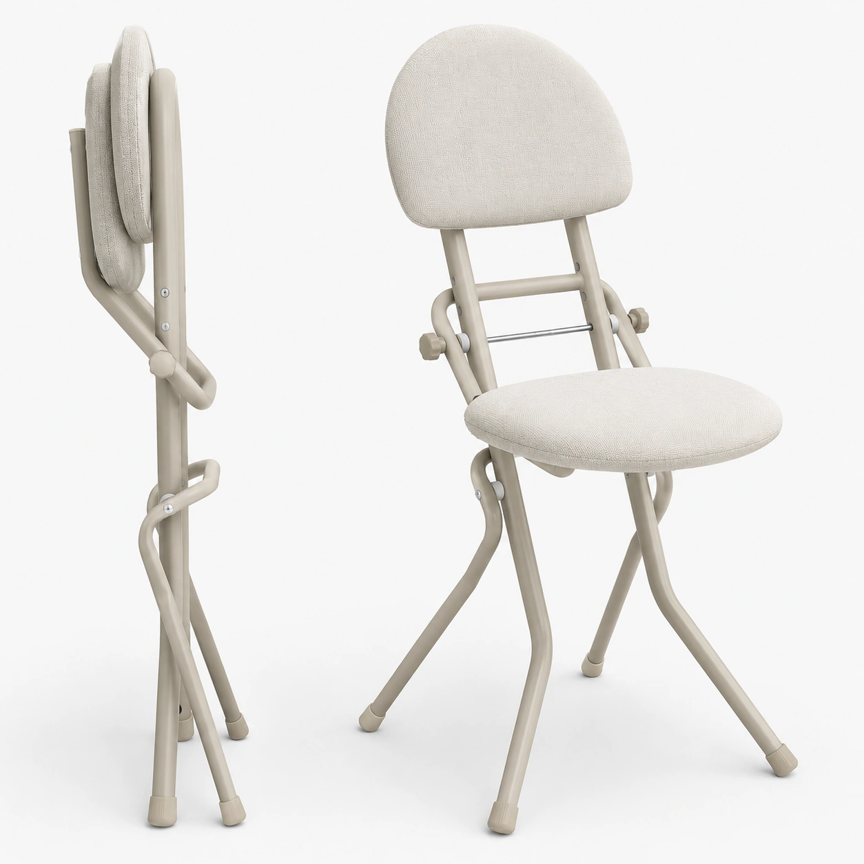 Silla plegable con respaldo color marfil-AlveronHome