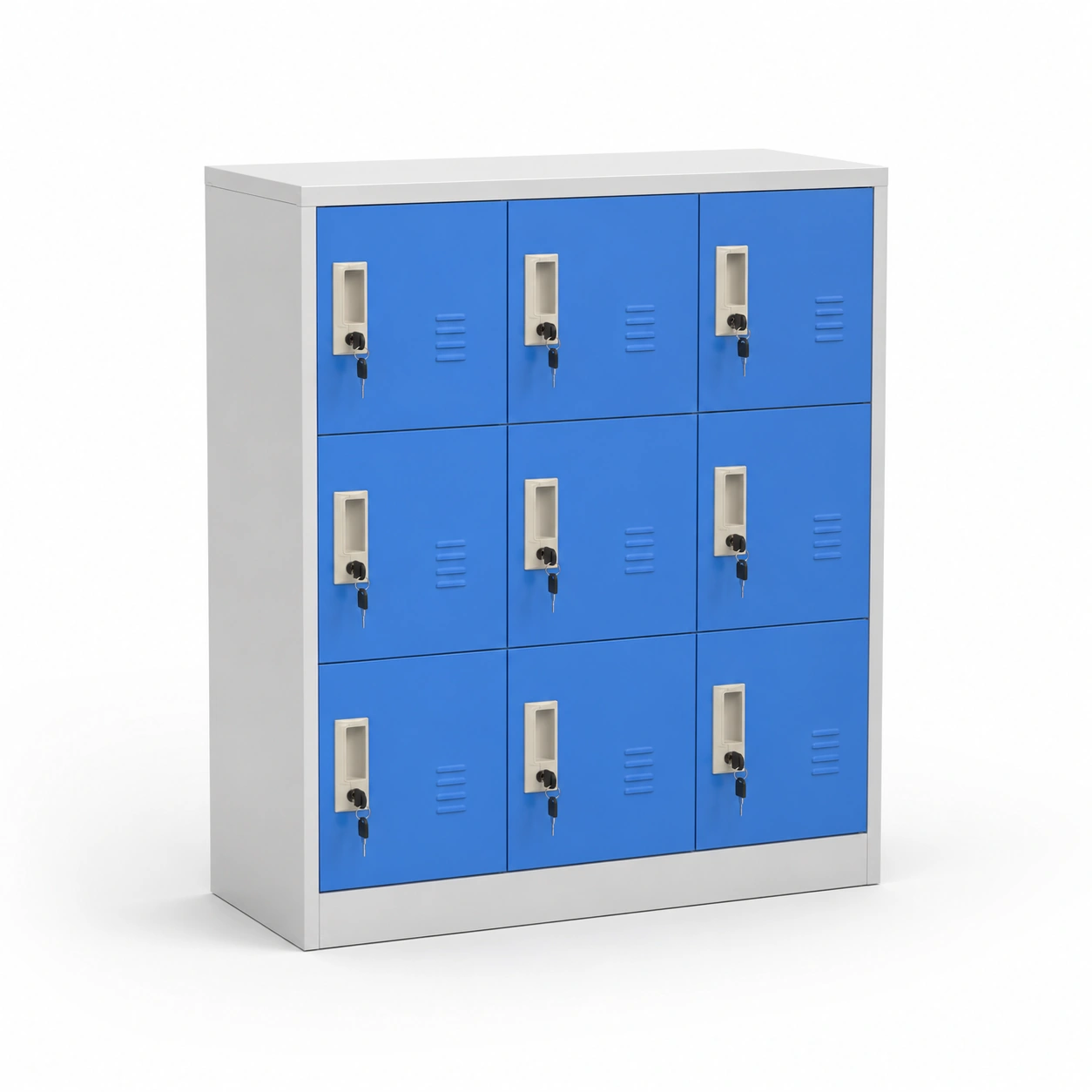 Armario taquilla metalico de 9 compartimentos con cerradura azul-AlveronHome