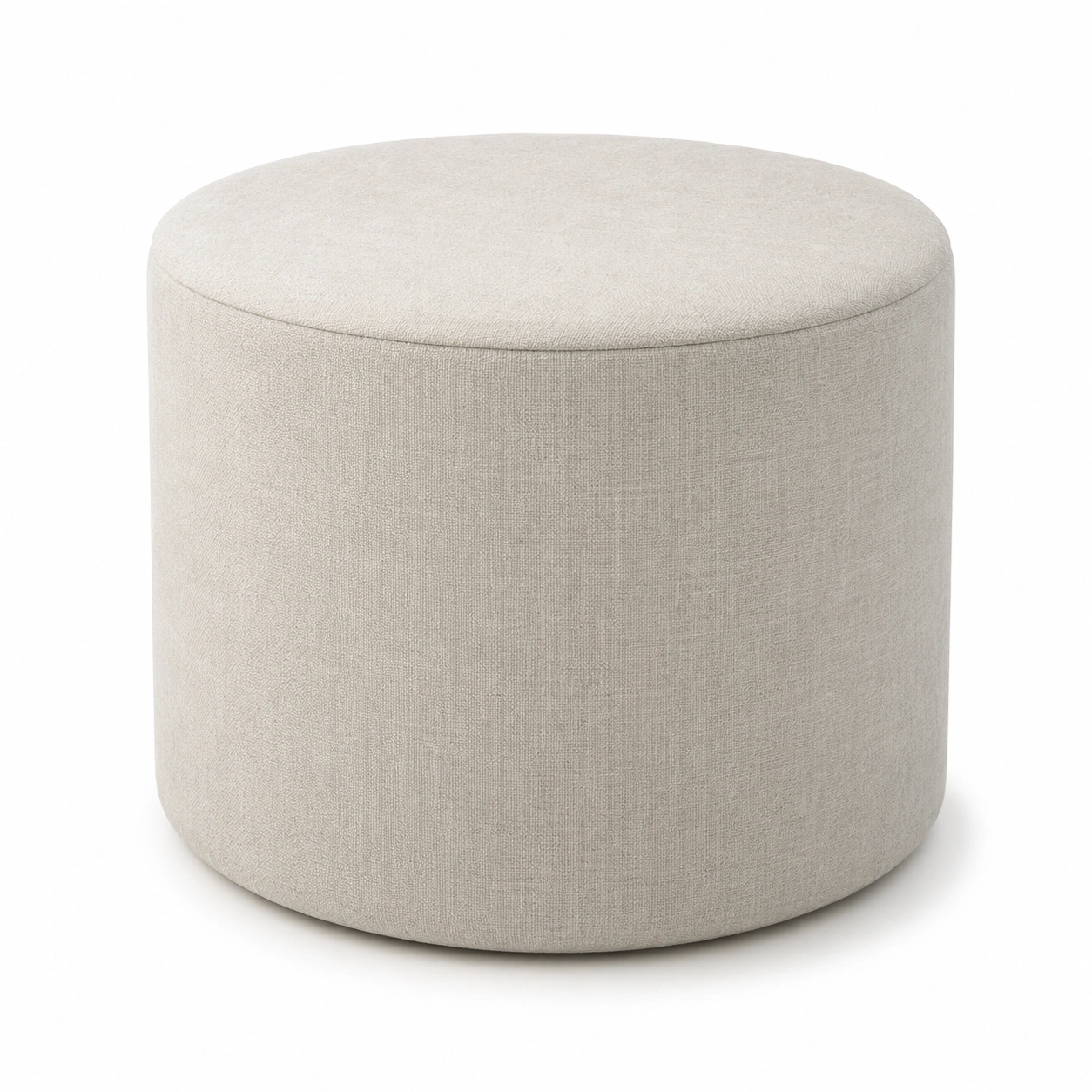 Puf redondo tapizado de tela beige-AlveronHome