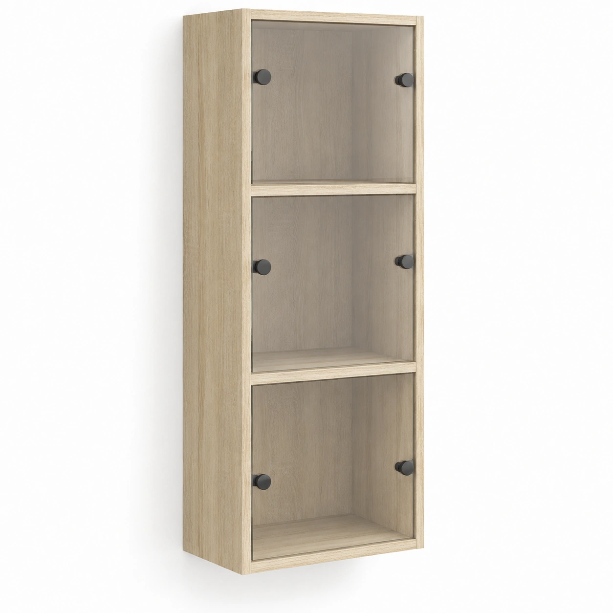 Vitrina mural de 3 compartimentos con panel frontal transparente-AlveronHome