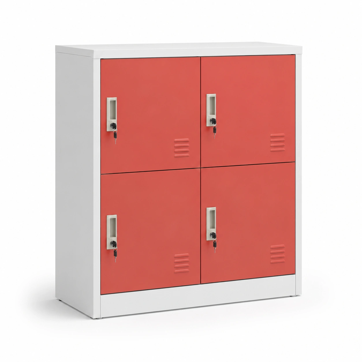 Armario metalico 4 puertas rojo coral-AlveronHome