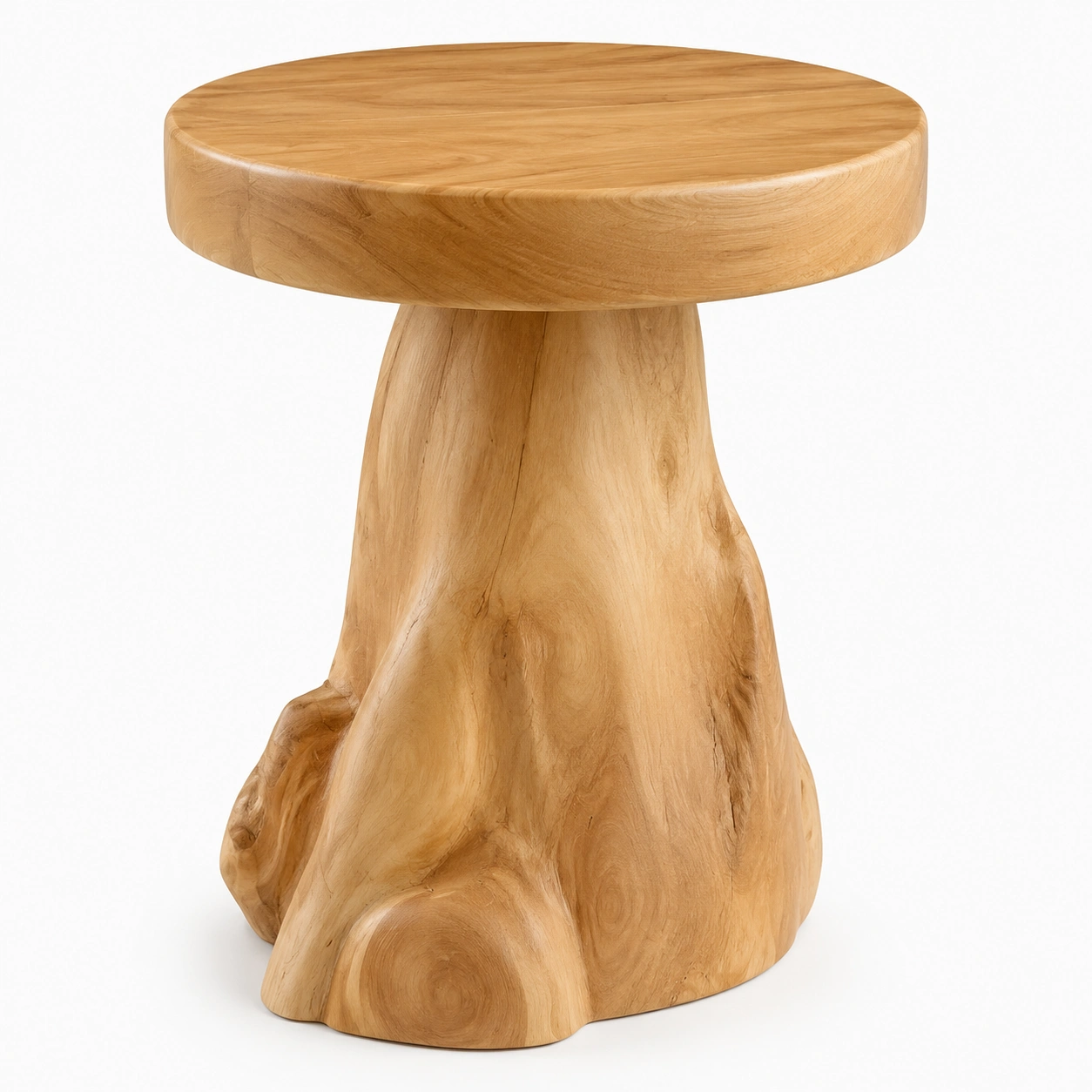 Mesa lateral de madera con raiz-AlveronHome