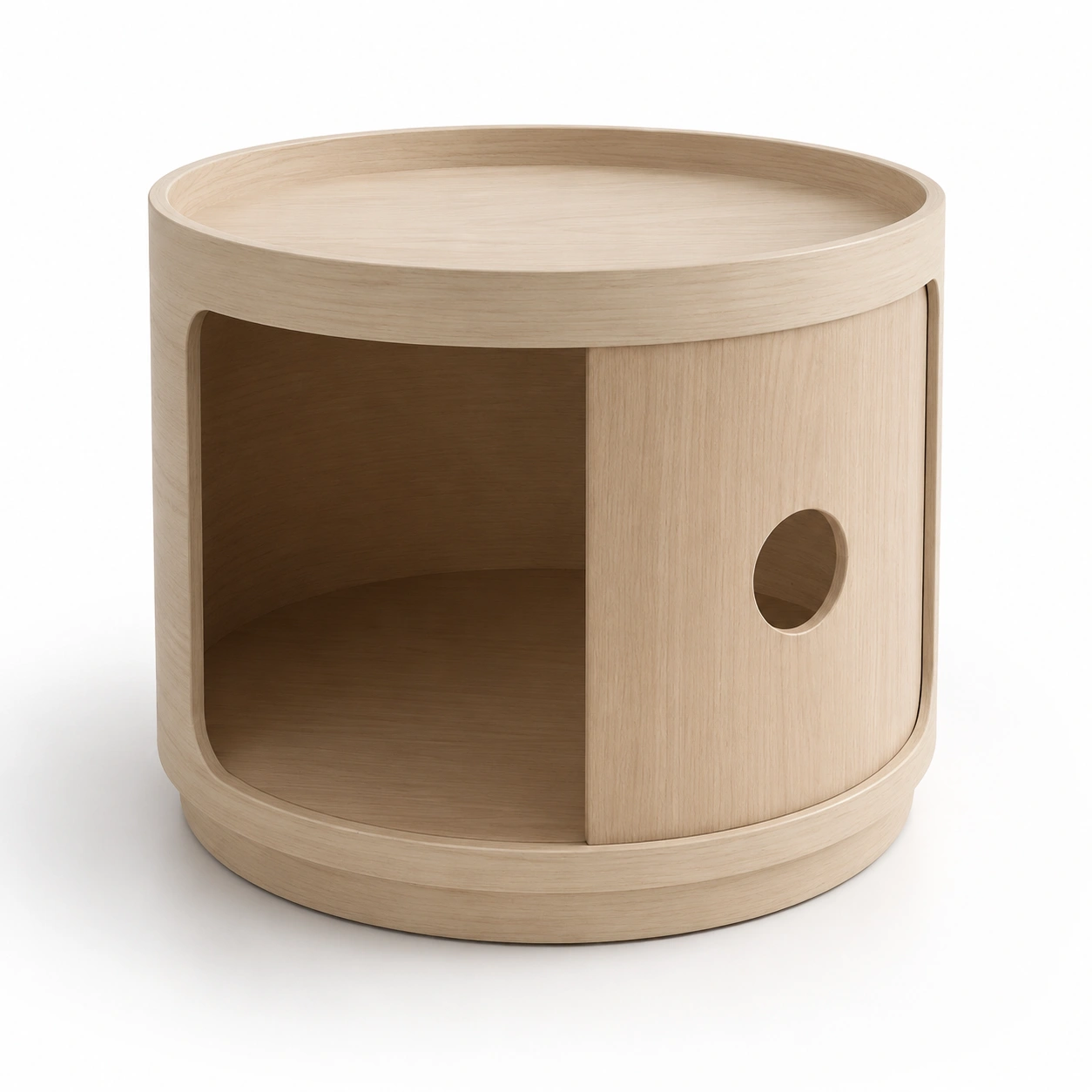 Armario redondo de almacenamiento color madera natural-AlveronHome