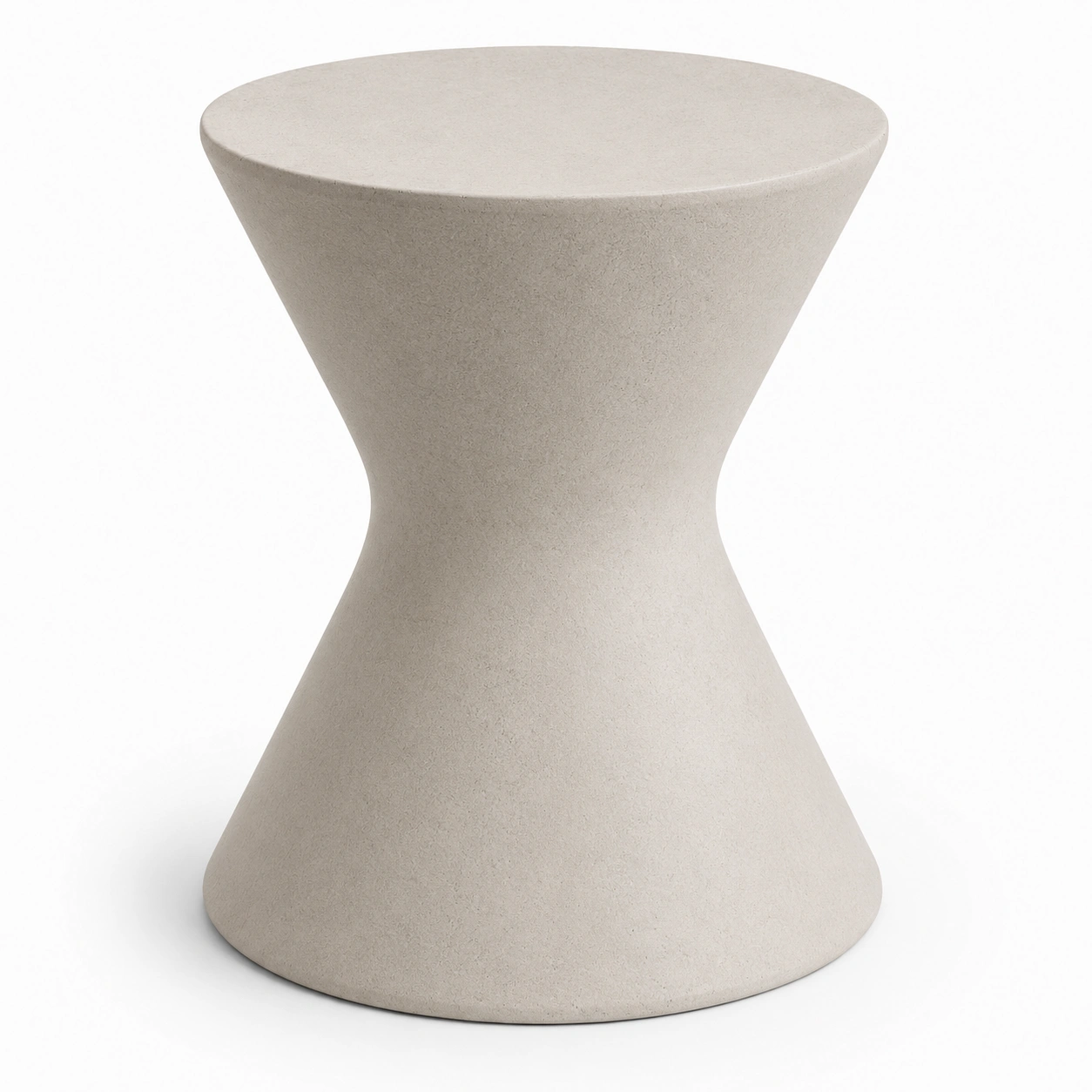 Mesa lateral con forma de reloj de arena color marfil-AlveronHome