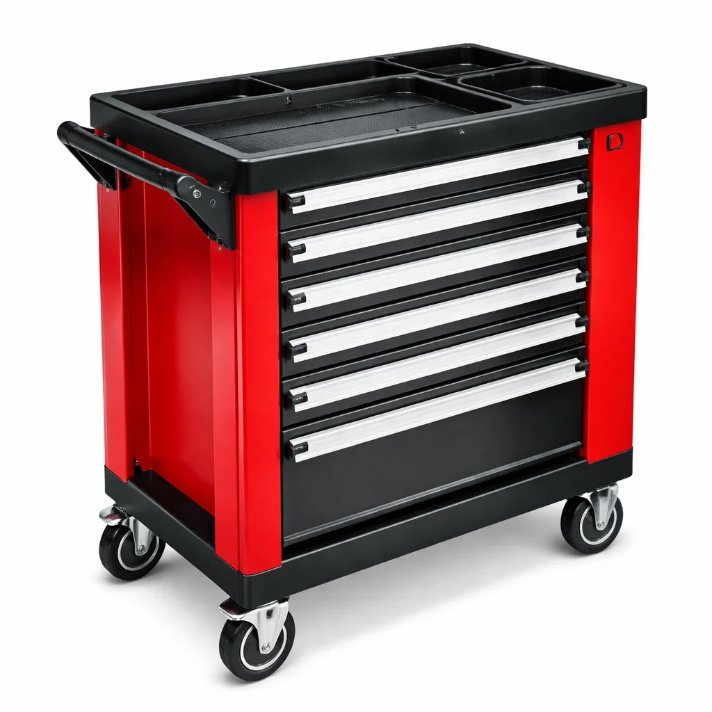 Carrello porta attrezzi in acciaio con 7 cassetti e ruote-URBANHAVENVIBES