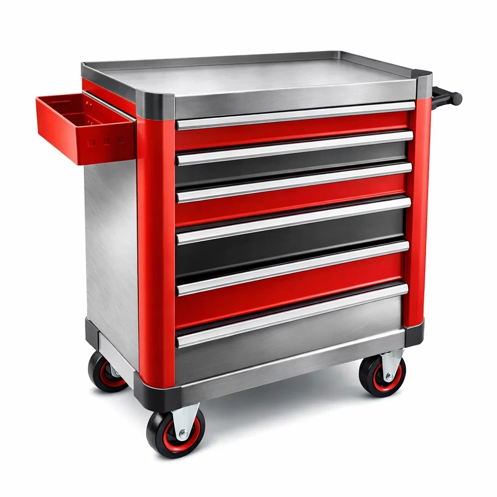 Carrello porta attrezzi in metallo con 6 cassetti e ruote-URBANHAVENVIBES