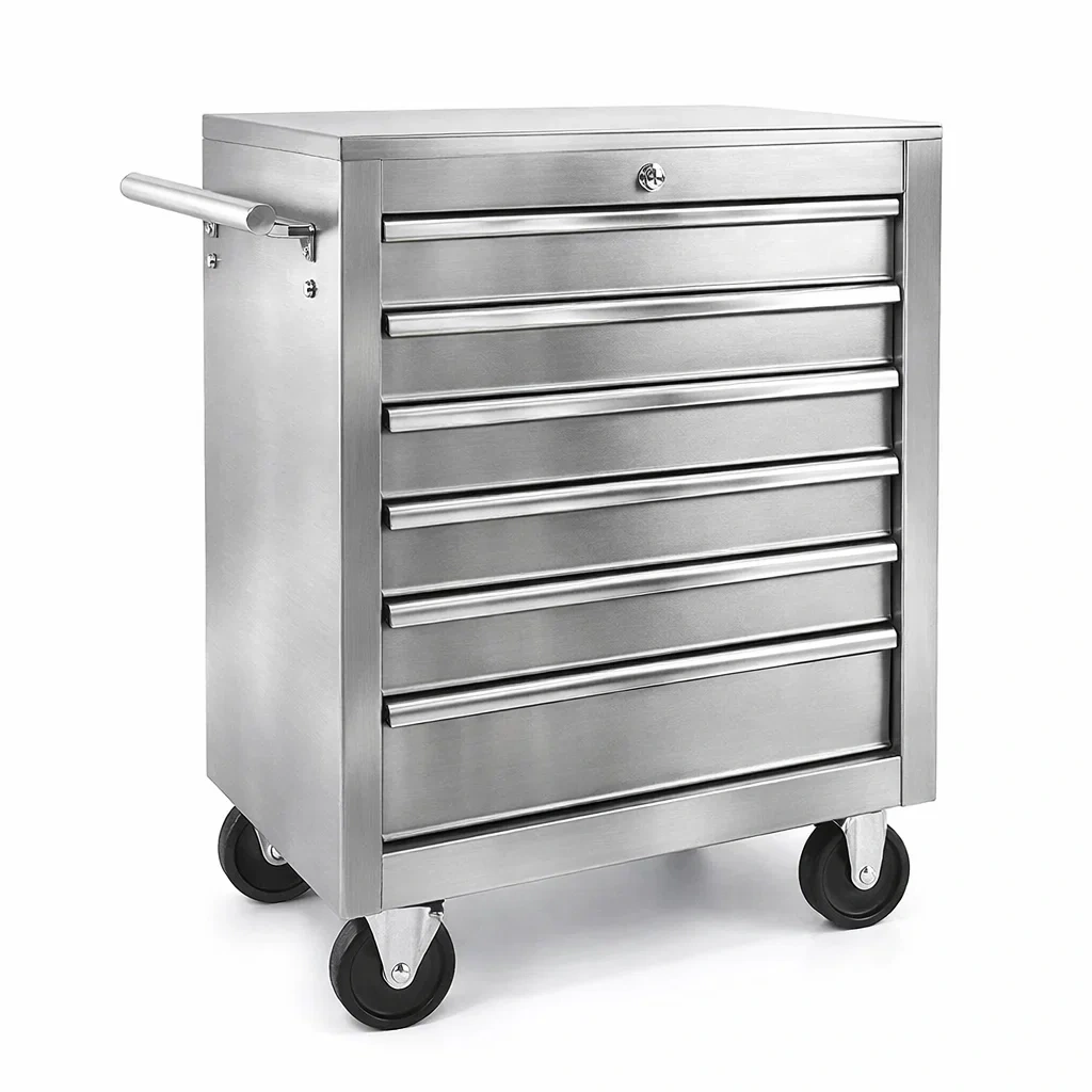 Cassettiera Portautensili in Acciaio Inox con 7 Cassetti-URBANHAVENVIBES