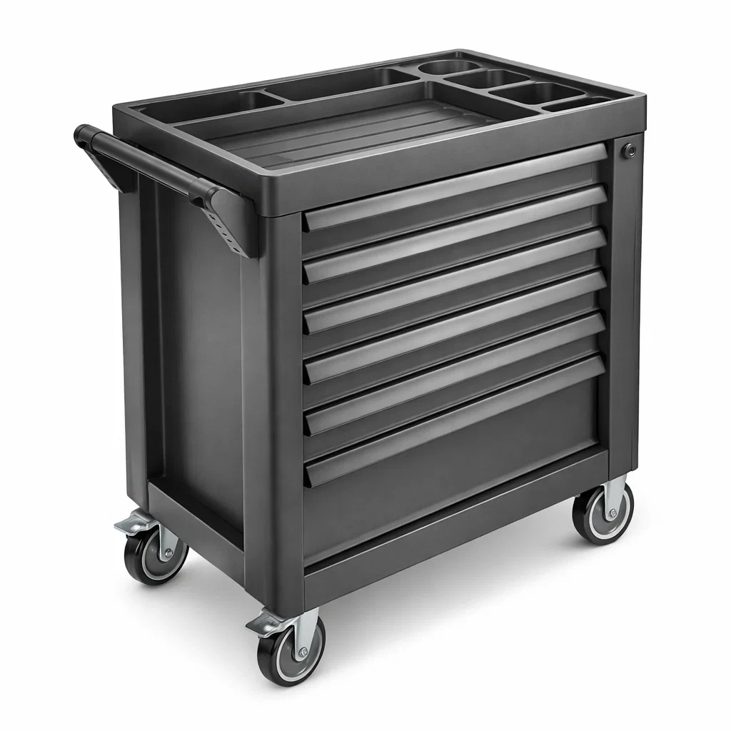 Carrello portautensili in acciaio con 6 cassetti e ruote girevoli-URBANHAVENVIBES