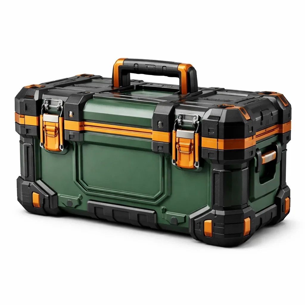 Cassetta degli attrezzi in plastica rinforzata con dettagli in metallo 50x30x25 cm-URBANHAVENVIBES