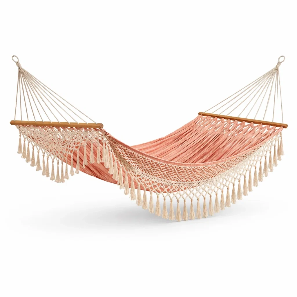 Amaca in cotone intrecciato con frange-URBANHAVENVIBES