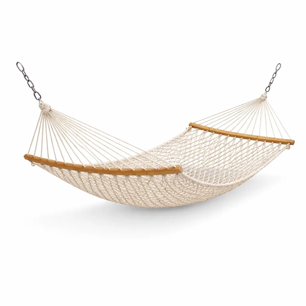 Amaca in Corda di Cotone con Barre in Legno-URBANHAVENVIBES