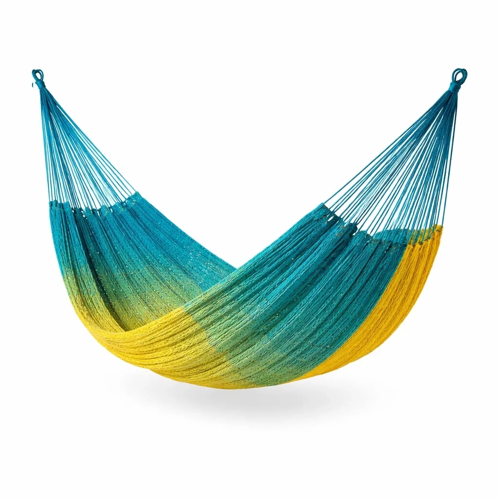 Amaca in Cotone Blu e Gialla 200x100 cm-URBANHAVENVIBES