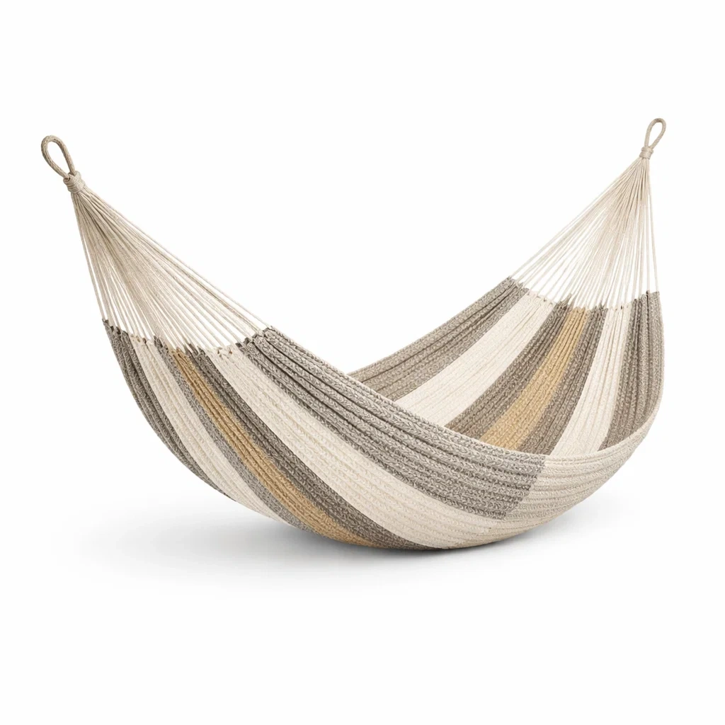 Amaca in cotone a righe beige, marrone e grigio 180x150 cm-URBANHAVENVIBES