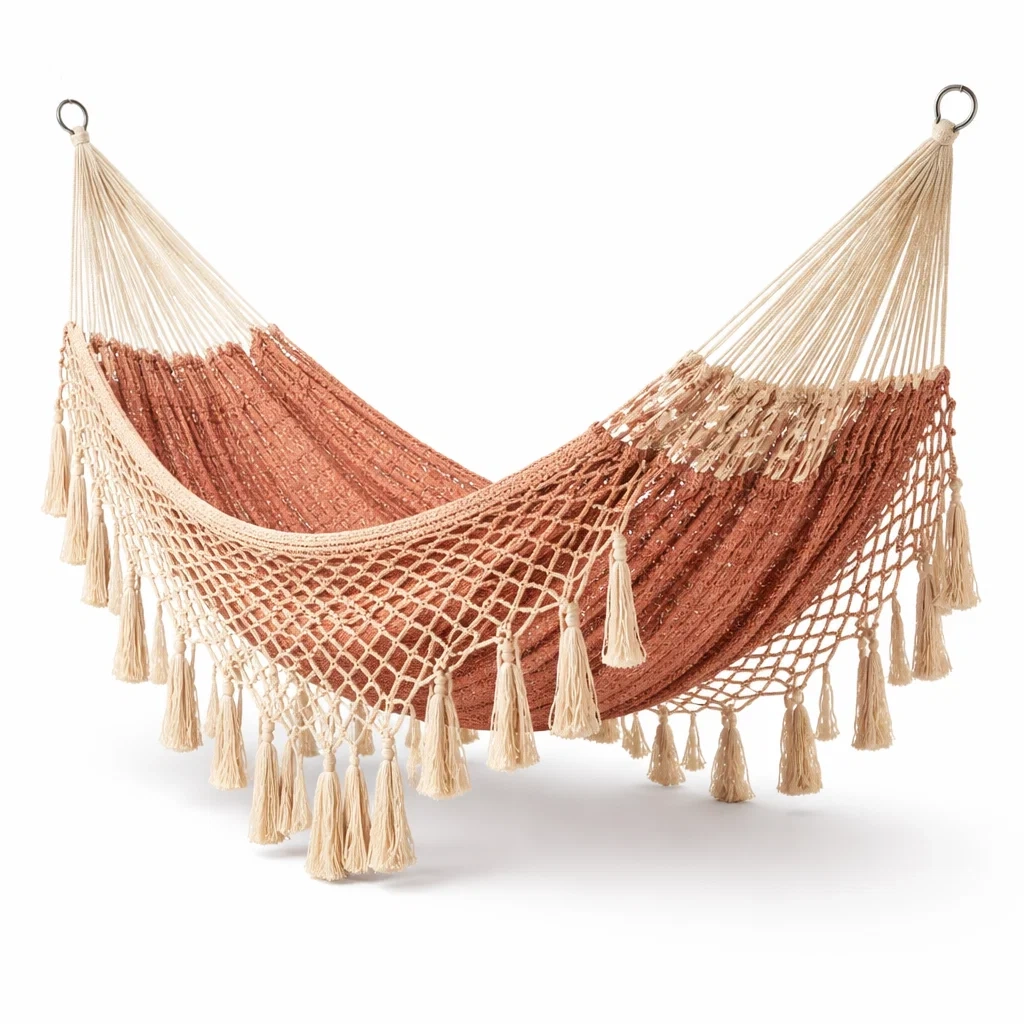 Amaca in Cotone Intrecciato con Frange-URBANHAVENVIBES