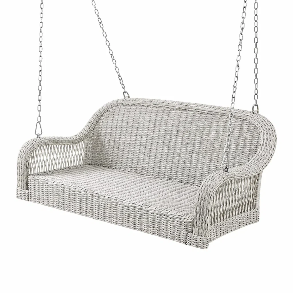 Altalena da Giardino a Due Posti in Rattan Sintetico con Struttura in Acciaio Grigio-URBANHAVENVIBES