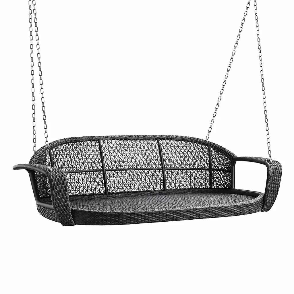 Altalena da Giardino in Rattan Sintetico Grigio, 150 cm-URBANHAVENVIBES