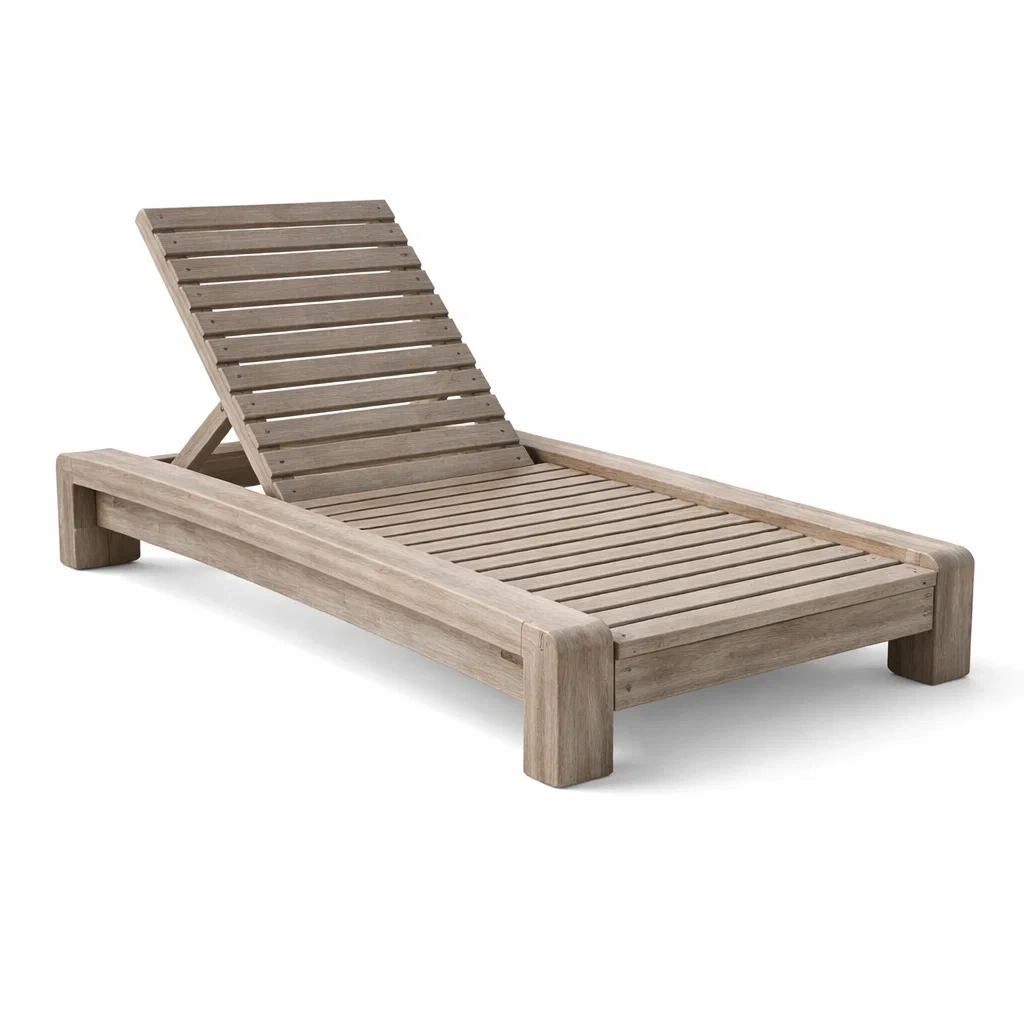 Lettino Sdraio Regolabile da Esterno in Legno di Teak-URBANHAVENVIBES