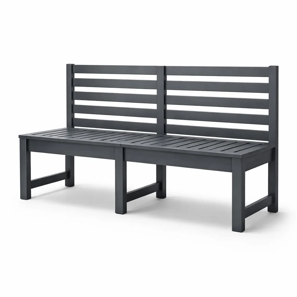 Panca da Giardino in Alluminio Verniciato Nero-URBANHAVENVIBES